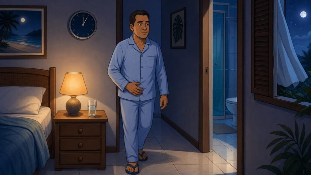 Pessoa acordando durante a noite para ir ao banheiro