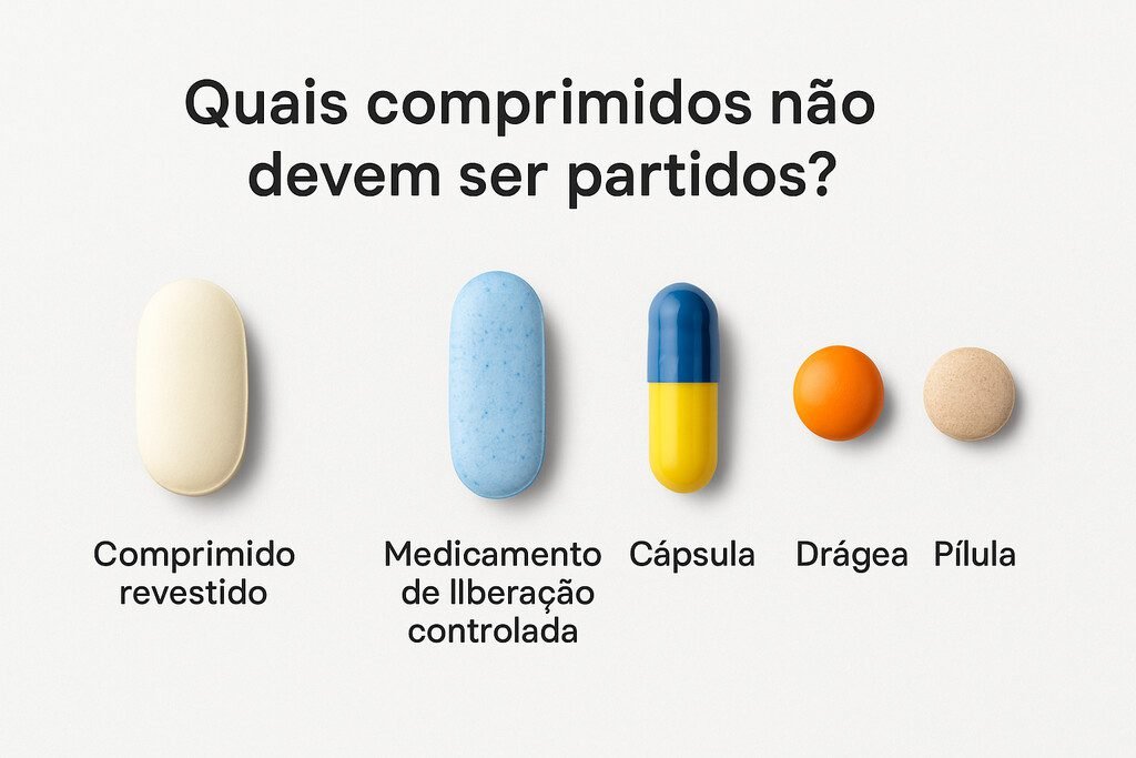 Pessoa cortando um comprimido com um cortador específico